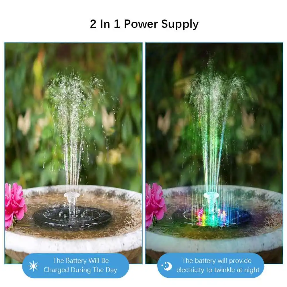 Solar Powered Water Pump 2-in-1 Solar Automatic Night Light Flashing Outdoor Garden Fountain Bird Bath
Solar Powered Water Pump 2-in-1 Solar Automatic Night Light Flashing Outdoor Garden Fountain Bird Bath