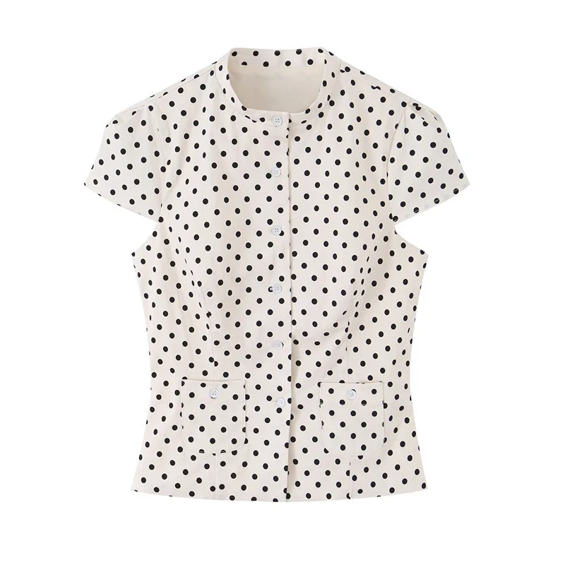 Dave&Di New European And American Style Women's Fashionable And Sexy Spicy Girl Polka Dot Pocket Decoration Top
Dave&Di New European And American Style Women's Fashionable And Sexy Spicy Girl Polka Dot Pocket Decoration Top