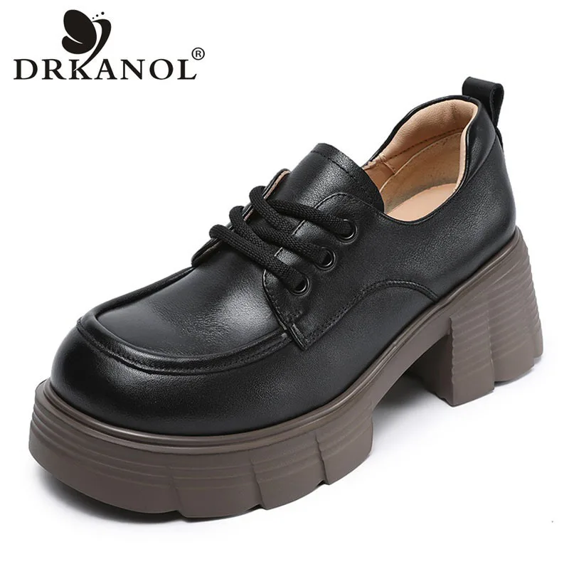 DRKANOL 2025 Spring Chunky Platform Shoes Women Thick High Heel Wide Head Genuine Leather Solid Color British Style Casual Shoes
DRKANOL 2025 Spring Chunky Platform Shoes Women Thick High Heel Wide Head Genuine Leather Solid Color British Style Casual Shoes
