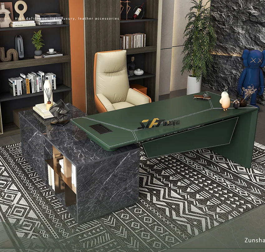 Italian light luxury boss desk president modern minimalist designer office desk green creative leather office desk study table
Italian light luxury boss desk president modern minimalist designer office desk green creative leather office desk study table