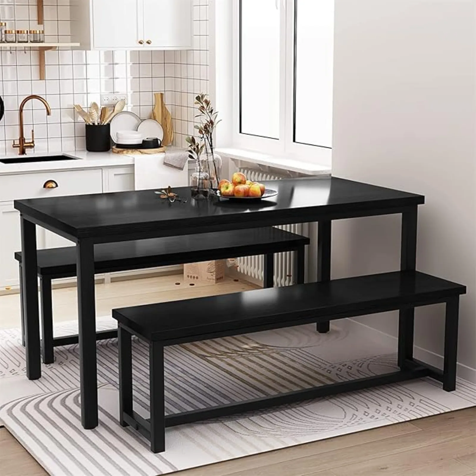 Dining Room Table Set with 2 Benches, armhouse Dining Table Set or 4-6, Wood Breakast Table Set Dinner Table Set Kitchen Table a
Dining Room Table Set with 2 Benches, armhouse Dining Table Set or 4-6, Wood Breakast Table Set Dinner Table Set Kitchen Table a
