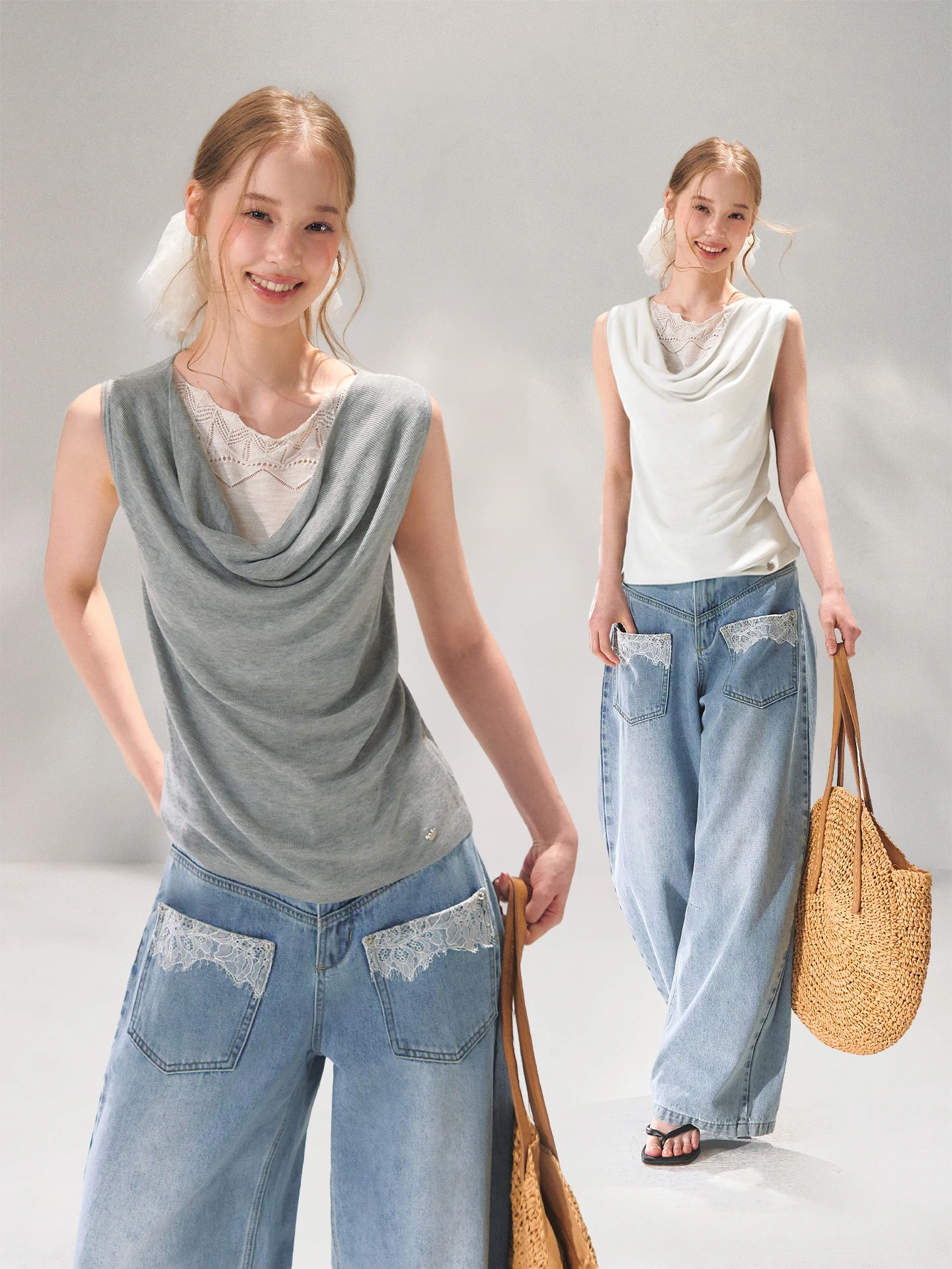 AsGony Lace Splice Knitted Vest Simple Unique Beautiful Sleeveless Top Breathable High Elasticity Flip Collar Hook Needle Work
AsGony Lace Splice Knitted Vest Simple Unique Beautiful Sleeveless Top Breathable High Elasticity Flip Collar Hook Needle Work