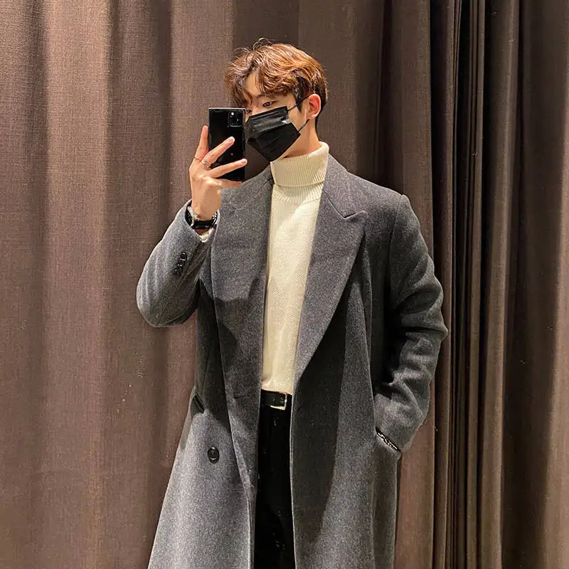 Men's Woolen Coat Winter Windproof Thickened Medium Length Casual Trendy Woolen Outerwear Korean Style Youth Popular Fashion
Men's Woolen Coat Winter Windproof Thickened Medium Length Casual Trendy Woolen Outerwear Korean Style Youth Popular Fashion