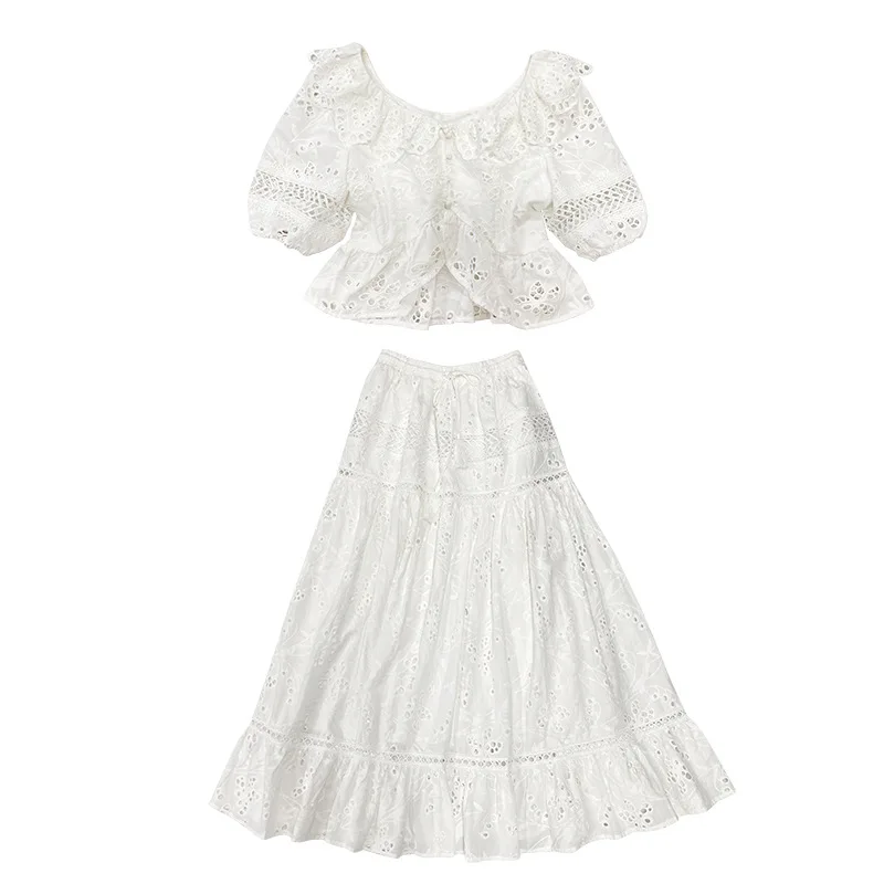 Summer New Small Fragrant Style Suit Socialite French Holiday Style Embroidered Top Skirt European and American Women's Clothing
Summer New Small Fragrant Style Suit Socialite French Holiday Style Embroidered Top Skirt European and American Women's Clothing