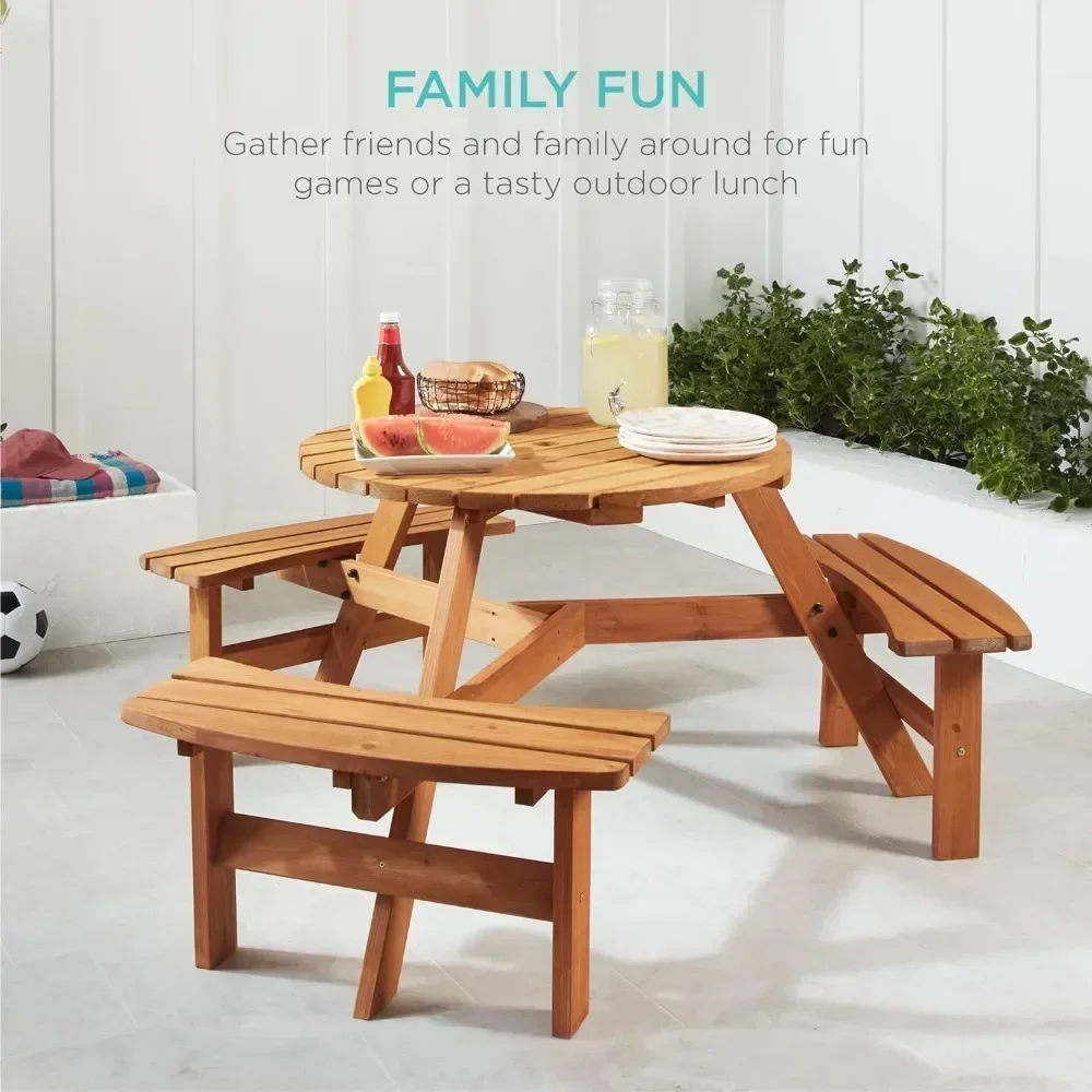 XMSJ Circular Outdoor Wooden Picnic Table for Patio, Backyard, Garden, Built-in Benches, 500lb Capacity - Natural Outdoor Table
XMSJ Circular Outdoor Wooden Picnic Table for Patio, Backyard, Garden, Built-in Benches, 500lb Capacity - Natural Outdoor Table
