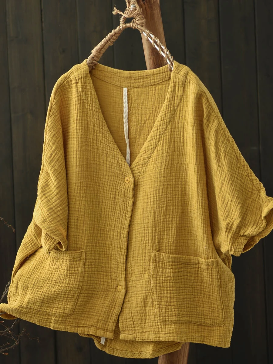 Worn-In Cotton Blend V-Neck Double-Layer Open Cardigan Women's Loose Short Outerwear Breathable Summer 2025 Style
Worn-In Cotton Blend V-Neck Double-Layer Open Cardigan Women's Loose Short Outerwear Breathable Summer 2025 Style