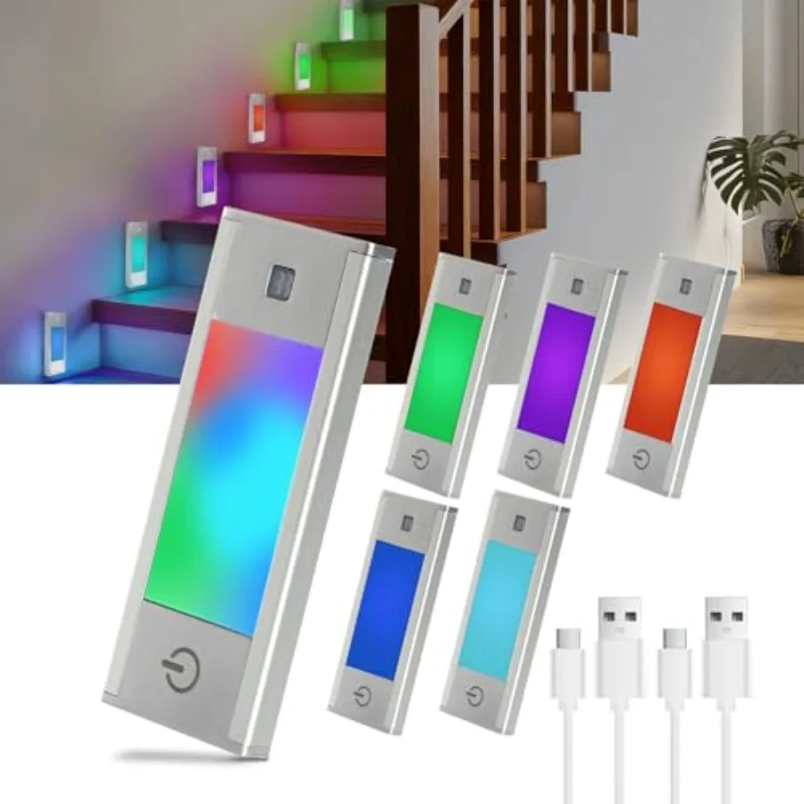 RGB Motion Sensor Night Light 6-Color Rechargeable Stair Lights Magnetic Stick-On LED Bookshelf Light with Auto-Off Touch Contr
RGB Motion Sensor Night Light 6-Color Rechargeable Stair Lights Magnetic Stick-On LED Bookshelf Light with Auto-Off Touch Contr