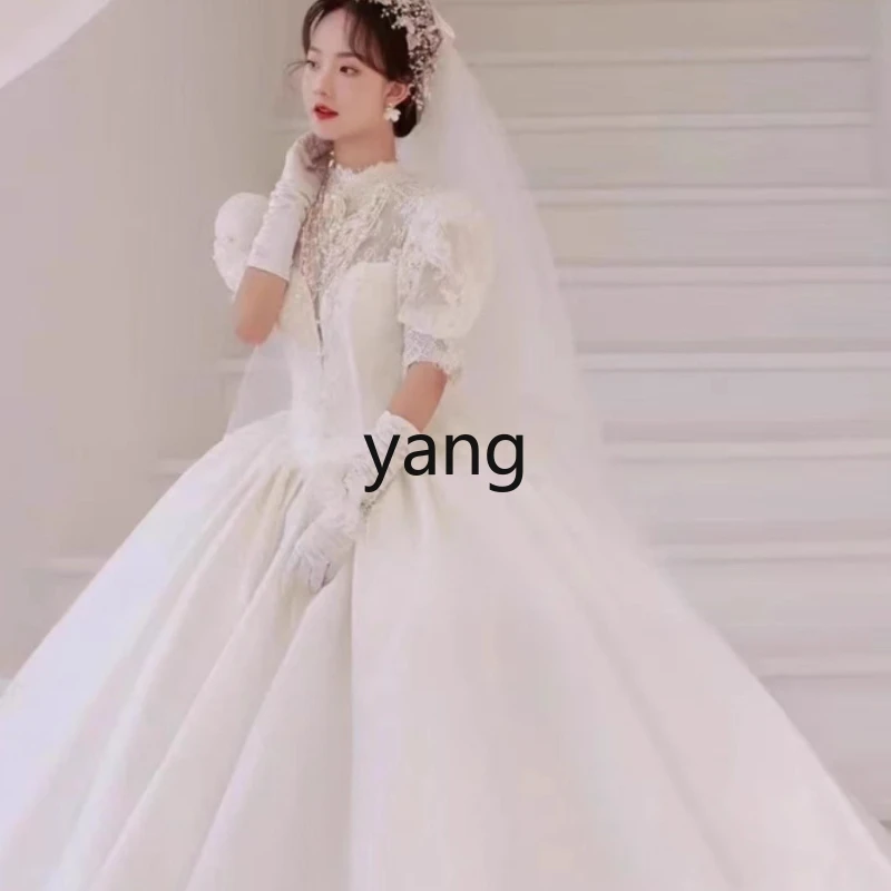 LMM satin light wedding dress bridal French flush high sense retro out yarn long trailing
LMM satin light wedding dress bridal French flush high sense retro out yarn long trailing