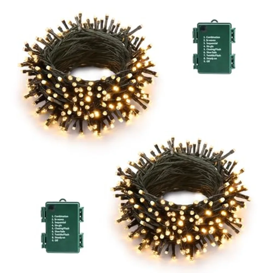 Battery Operated Christmas Lights - 2 Pack Total 33Feet 100 LED Battery String Lights 8 Modes Waterproof with Timer for Home, G
Battery Operated Christmas Lights - 2 Pack Total 33Feet 100 LED Battery String Lights 8 Modes Waterproof with Timer for Home, G