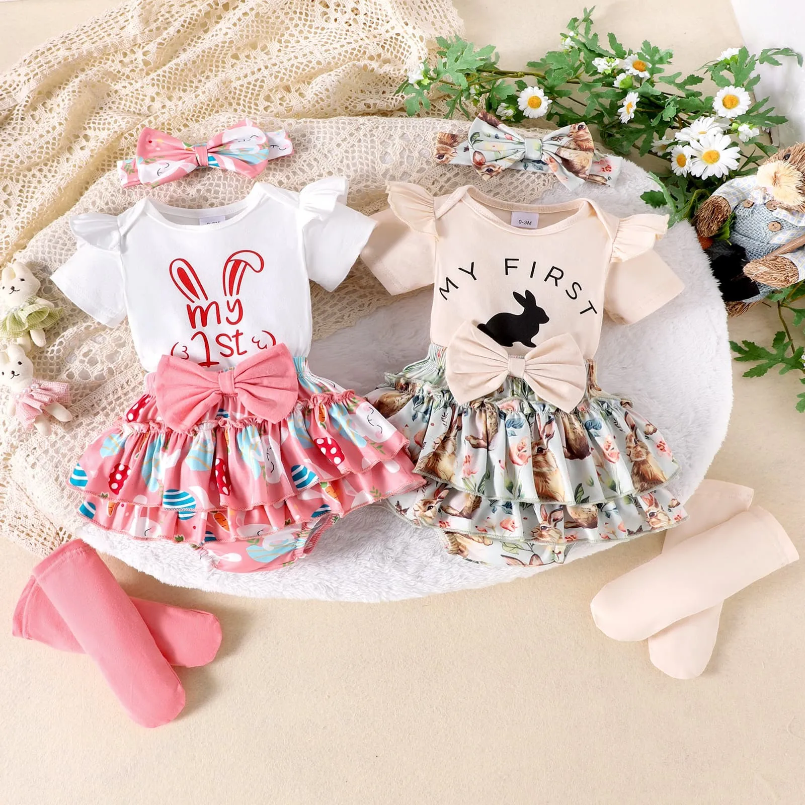 Summer Baby Clothes Sets Girls Skirts Suits Easter Bunny Print Short Sleeve Romper+Ruffled Shorts Two Pieces Sets Infant Girls
Summer Baby Clothes Sets Girls Skirts Suits Easter Bunny Print Short Sleeve Romper+Ruffled Shorts Two Pieces Sets Infant Girls