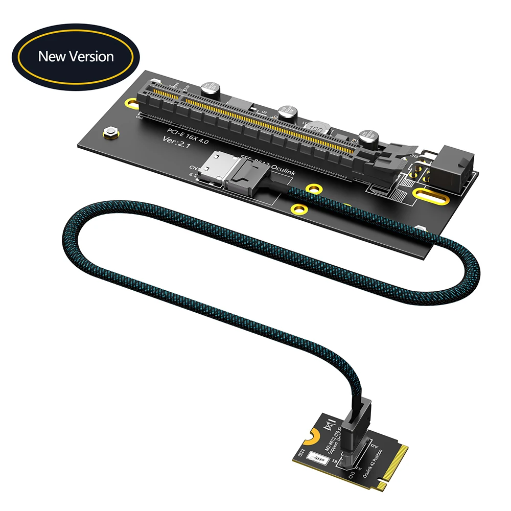 M.2 M-Key 2230 to PCI-e 4.0 X16 with Oculink SFF-8612 Extension Cable As External Graphics Card SFF-8612 right orientation
M.2 M-Key 2230 to PCI-e 4.0 X16 with Oculink SFF-8612 Extension Cable As External Graphics Card SFF-8612 right orientation