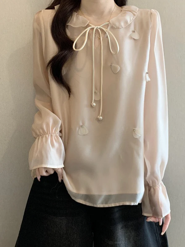 Pink Flared Sleeve Shirt Women's Fashion Spring New Large Size Beautiful Small Top Chiffon Blouse Commute Style Korean Loose Fit
Pink Flared Sleeve Shirt Women's Fashion Spring New Large Size Beautiful Small Top Chiffon Blouse Commute Style Korean Loose Fit