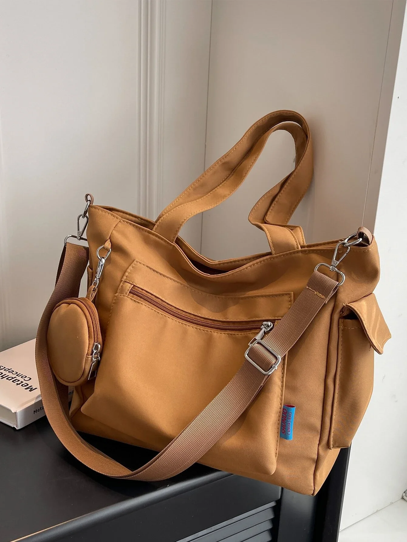 Minimalist Shopper Bag Nylon Small With Coin Purse For Shopping , Women Bag With Dime Bag
Minimalist Shopper Bag Nylon Small With Coin Purse For Shopping , Women Bag With Dime Bag
