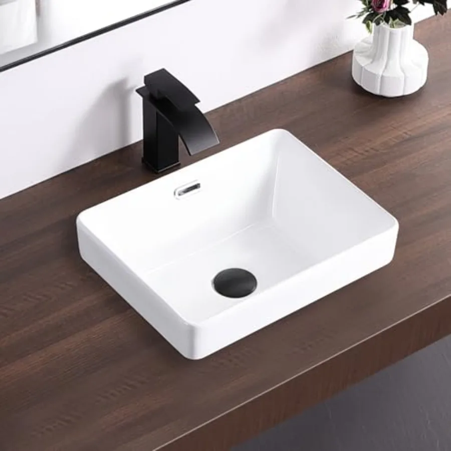 Small Bathroom Vessel Sink 15.5'' x 11.9'' Semi Recessed Bathroom Sink Rectangular Drop-in Vanity Sink Overflow Ceramic Modern
Small Bathroom Vessel Sink 15.5'' x 11.9'' Semi Recessed Bathroom Sink Rectangular Drop-in Vanity Sink Overflow Ceramic Modern