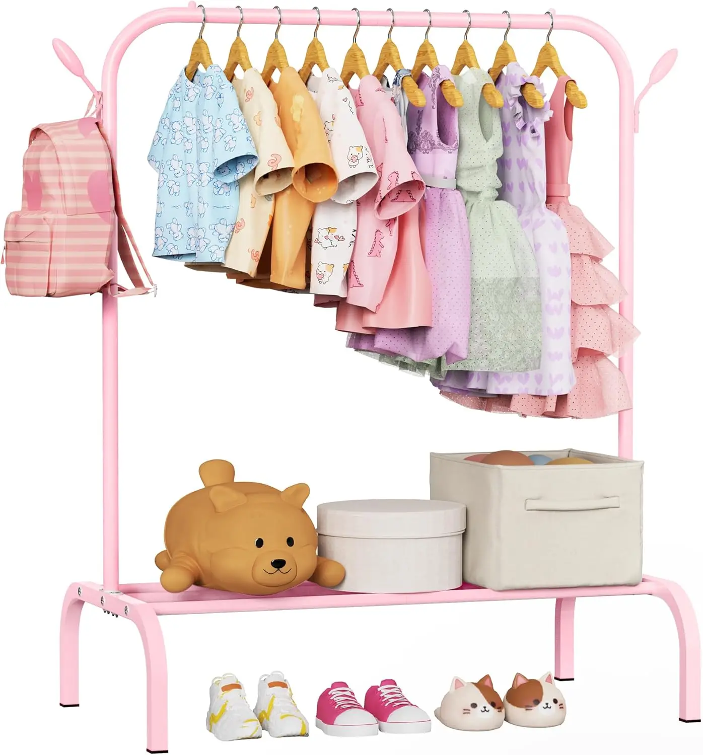 Upgraded Kids Clothing Rack - Dress Up Clothes Rack Baby Toddler Montessori Wardrobe- Small Portable Garment Racks with Storage Shelf and Hooks - for Costumes, Princess Dresses & Shoes, Pink
Upgraded Kids Clothing Rack - Dress Up Clothes Rack Baby Toddler Montessori Wardrobe- Small Portable Garment Racks with Storage Shelf and Hooks - for Costumes, Princess Dresses & Shoes, Pink