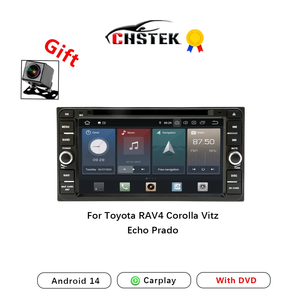 CHSTEK Car Radio Carplay DVD For Toyota Corolla RAV4 Vitz Echo Prado 2001-2008 Android 14 Bluetooth GPS WIFI Multimedia Stereo
CHSTEK Car Radio Carplay DVD For Toyota Corolla RAV4 Vitz Echo Prado 2001-2008 Android 14 Bluetooth GPS WIFI Multimedia Stereo