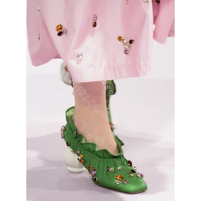 Colorful Crystal Green Falbala Lantern Heel Pumps Slip On Women Shoes Novel Party Feast Banquet Runway 2024 Zapatos Para Mujere
Colorful Crystal Green Falbala Lantern Heel Pumps Slip On Women Shoes Novel Party Feast Banquet Runway 2024 Zapatos Para Mujere