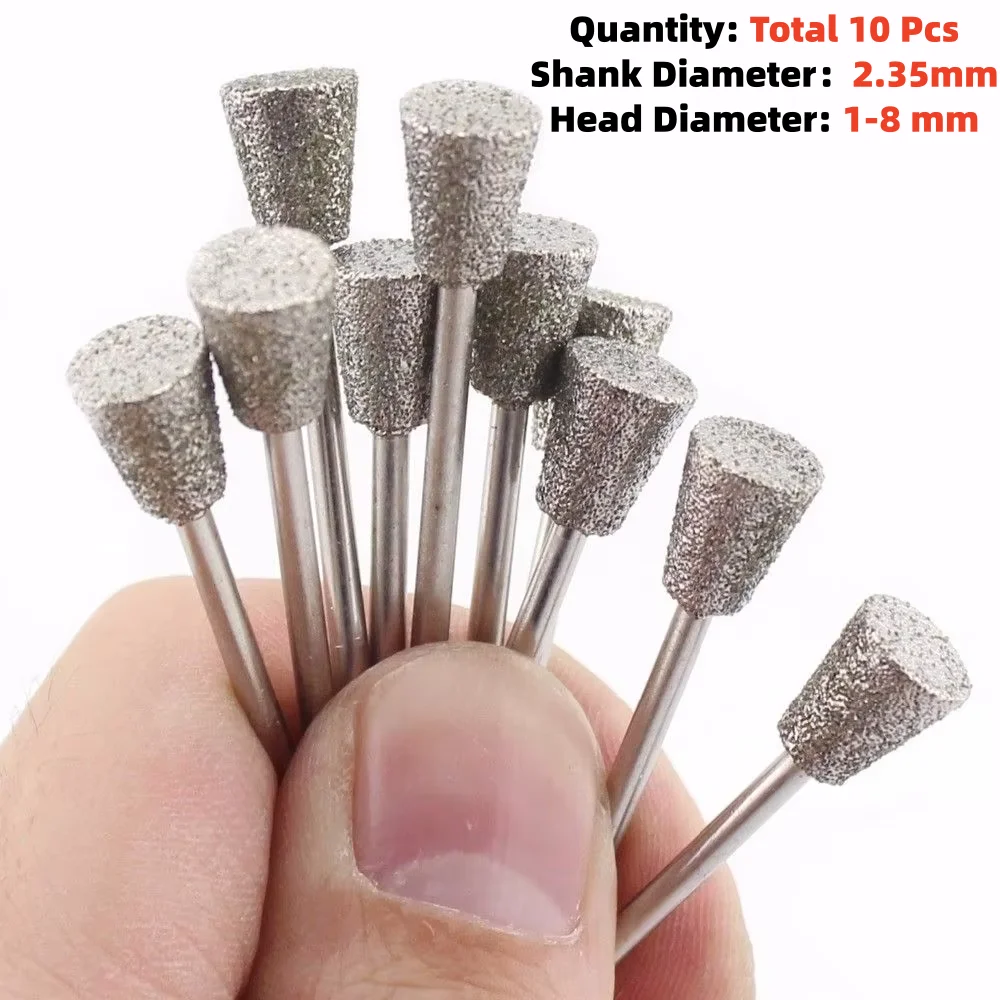 10Pcs 1-8mm INVERTED CONICAL Diamond Grinding Head Burrs Bits for Polishing Carving Deburring Jade Stone Abrasive Tool ILOVETOOL
10Pcs 1-8mm INVERTED CONICAL Diamond Grinding Head Burrs Bits for Polishing Carving Deburring Jade Stone Abrasive Tool ILOVETOOL