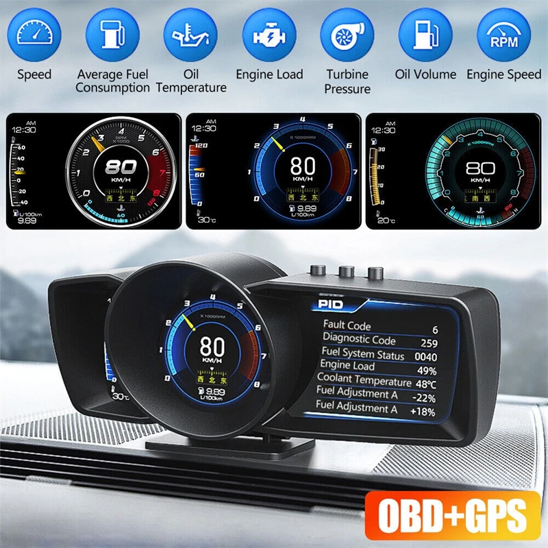 Car Head Up Display Multi-Function OBD2 GPS Car Dashboard HUD Dual Screen Display Speedometer Auto Gauge Alarm System
Car Head Up Display Multi-Function OBD2 GPS Car Dashboard HUD Dual Screen Display Speedometer Auto Gauge Alarm System