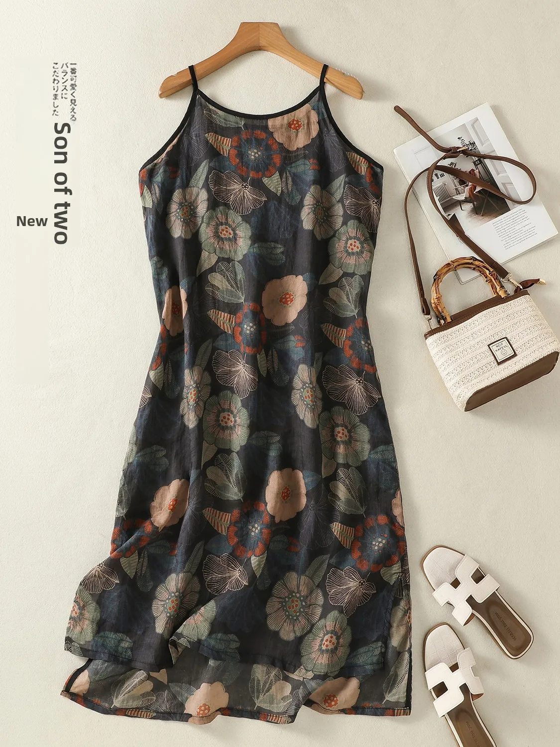 Artistic Print Hemp Thin Strap Dress Women's Zen Style Retro Slimming Inner Wear Dress Commute Style A-Line Midi Dress
Artistic Print Hemp Thin Strap Dress Women's Zen Style Retro Slimming Inner Wear Dress Commute Style A-Line Midi Dress