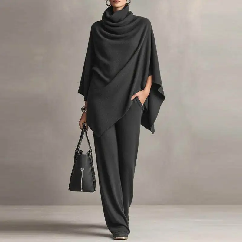 Fashionable Women's Outfit Cross-Border Autumn Winter Knitted Two-Piece Set with Wide Leg Pants And Shawl Collar Top
Fashionable Women's Outfit Cross-Border Autumn Winter Knitted Two-Piece Set with Wide Leg Pants And Shawl Collar Top