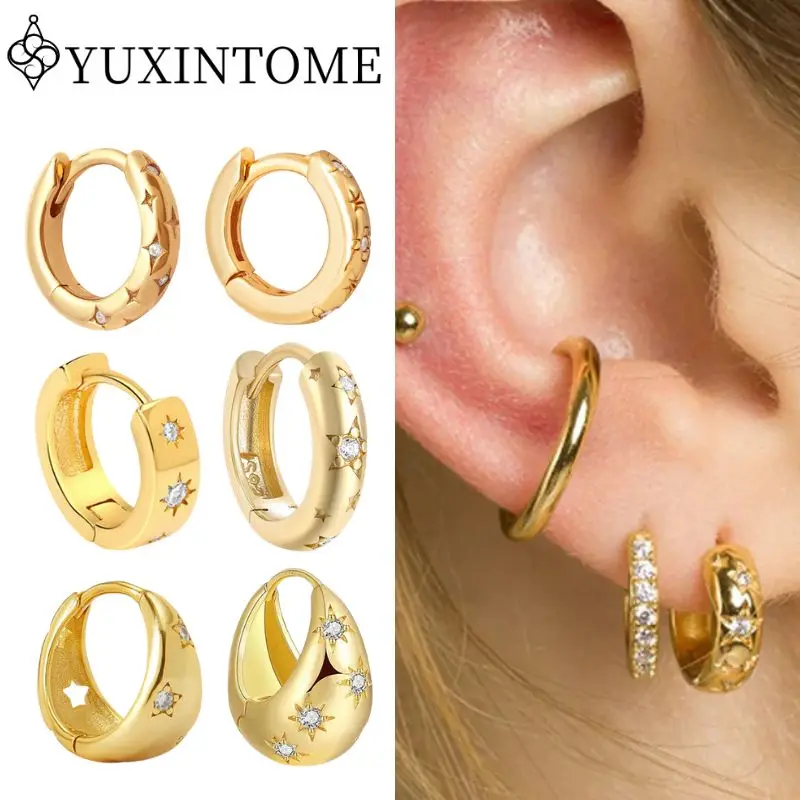 925 Silver Needle Studded Star Zircon Metal Hoop Earrings Unisex Pierced Simple Personality Earrings Fashion Party Jewelry Gifts
925 Silver Needle Studded Star Zircon Metal Hoop Earrings Unisex Pierced Simple Personality Earrings Fashion Party Jewelry Gifts