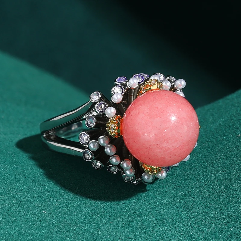 Vintage Rose Quartz Pearl Rings Natural Stone Beads Jewelry Antique Silver Color Lady Retro Accessories Valentine'S Day Art Deco
Vintage Rose Quartz Pearl Rings Natural Stone Beads Jewelry Antique Silver Color Lady Retro Accessories Valentine'S Day Art Deco