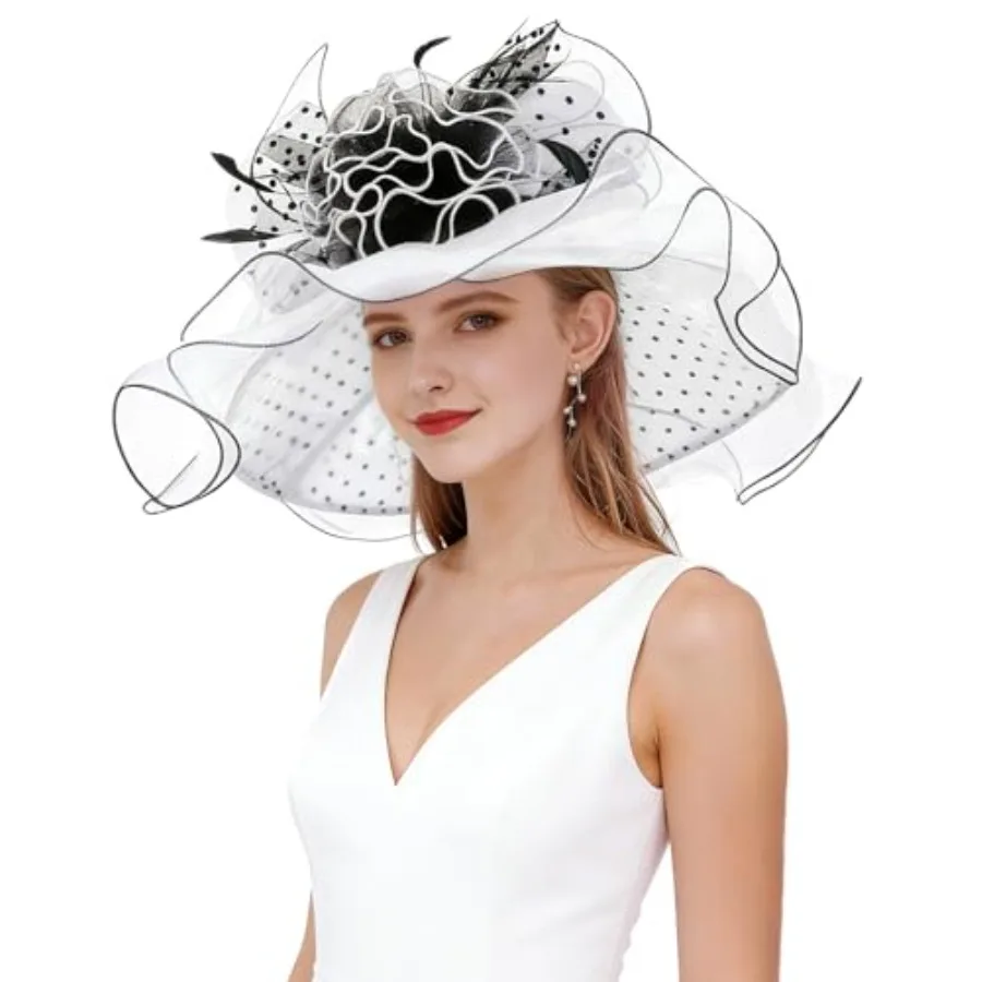 ZandX Women Organza Church Derby Hat Wide Brim Sun Hats for Wedding Tea Party Fascinator Hat Dual-use
ZandX Women Organza Church Derby Hat Wide Brim Sun Hats for Wedding Tea Party Fascinator Hat Dual-use
