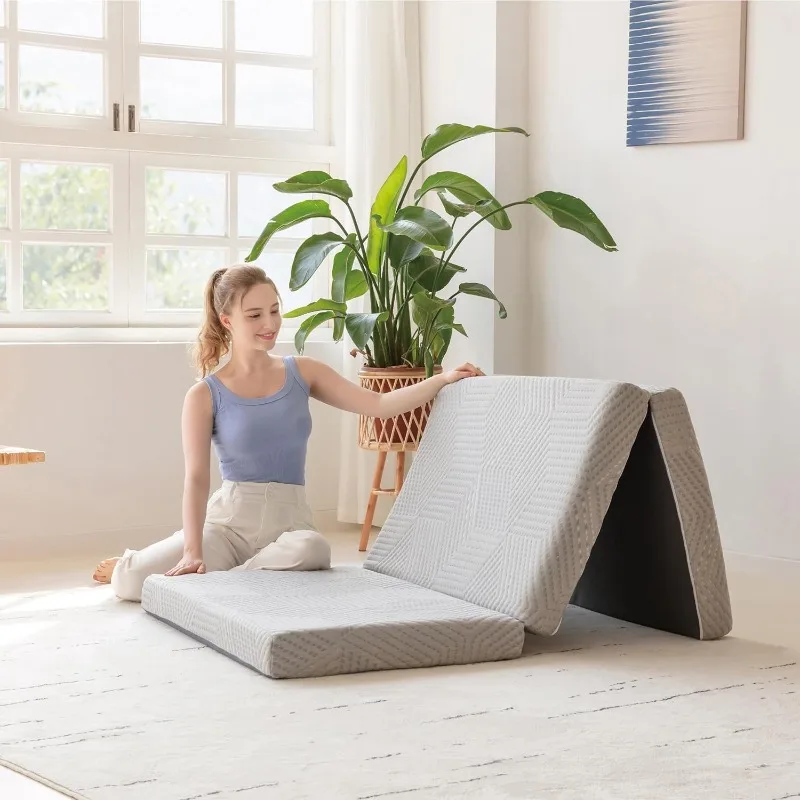 Tri-Fold Memory Foam Mattress,4 inch Single Folding Mattress with Collapsible and Washable Cover,Travel and Guest Mat,75"×25"×4"
Tri-Fold Memory Foam Mattress,4 inch Single Folding Mattress with Collapsible and Washable Cover,Travel and Guest Mat,75"×25"×4"