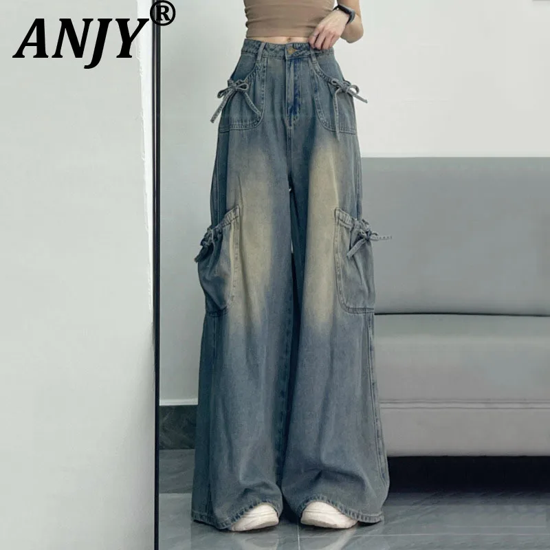 ANJY Autumn New Women American Retro Bow Tie Multi-Pocket Denim Pants Tide Ins Streetwear Slimming Straight Wide Leg Jeans A8414
ANJY Autumn New Women American Retro Bow Tie Multi-Pocket Denim Pants Tide Ins Streetwear Slimming Straight Wide Leg Jeans A8414