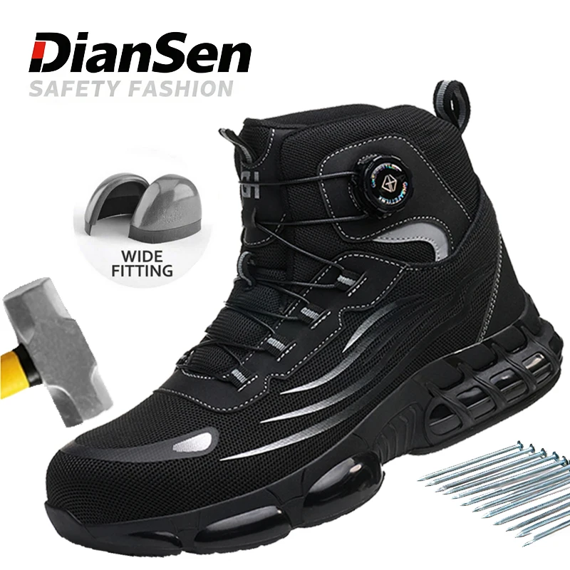 Мужские рабочие защитные ботинки, ботинки со стальным носком, дышащие кроссовки, высокие противоударные туфли, неразрушимая обувь, ботинки с вращающимися пуговицами
Мужские рабочие защитные ботинки, ботинки со стальным носком, дышащие кроссовки, высокие противоударные туфли, неразрушимая обувь, ботинки с вращающимися пуговицами