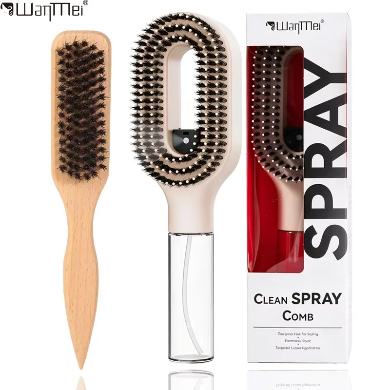 2Pcs Hair Brush Set Spray Hair Comb Refillable Water Bottle Boar Bristle Wooden Detangler Brush Anti-Static Hair Styling Brush
2Pcs Hair Brush Set Spray Hair Comb Refillable Water Bottle Boar Bristle Wooden Detangler Brush Anti-Static Hair Styling Brush