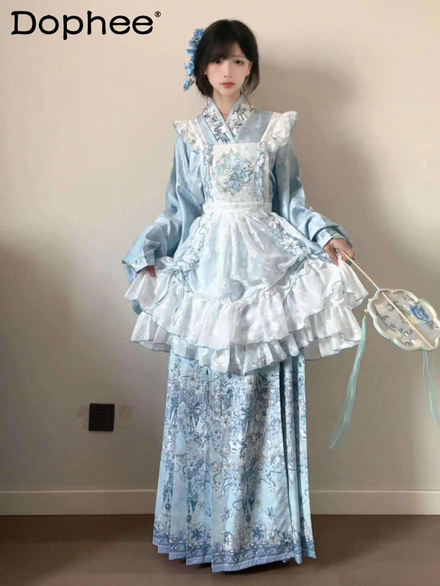 Japanese Original Lolita Embroidery Jacquard Blue Chinese Style Dress Cute Wind Sweet Elegant Lady Classical Lolita Dress
Japanese Original Lolita Embroidery Jacquard Blue Chinese Style Dress Cute Wind Sweet Elegant Lady Classical Lolita Dress