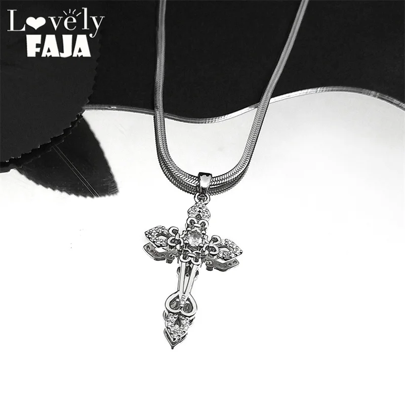 Zircon Cross Copper Pendant Necklace for Women Silver Color Jesus Christian Stainless Steel Bright Charms Religious Jewelry 
Zircon Cross Copper Pendant Necklace for Women Silver Color Jesus Christian Stainless Steel Bright Charms Religious Jewelry
