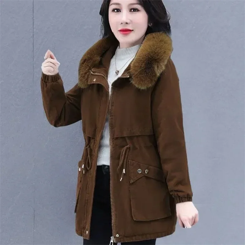 Ladies Parkas Outwear Women Medium Long Styles Puffer Jacket Female Detachable Fur Collar Cotton Padded Coat
Ladies Parkas Outwear Women Medium Long Styles Puffer Jacket Female Detachable Fur Collar Cotton Padded Coat