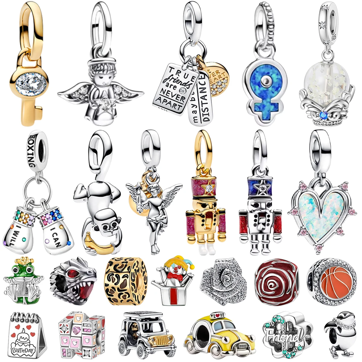 925 Sterling Silver Charms Set Angel Friendship Nutcracker Opal Frog Basketball Car Beads DIY Birthday Bracelet Jewelry Gift
925 Sterling Silver Charms Set Angel Friendship Nutcracker Opal Frog Basketball Car Beads DIY Birthday Bracelet Jewelry Gift