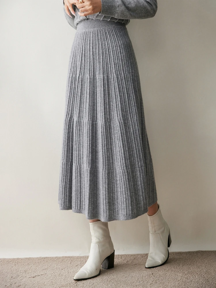 100% Cashmere Knitted Skirt Autumn Winter Women Elegant Tiered Pleats Slim A-line High Waisted Soild Office Lady Dress High-end
100% Cashmere Knitted Skirt Autumn Winter Women Elegant Tiered Pleats Slim A-line High Waisted Soild Office Lady Dress High-end
