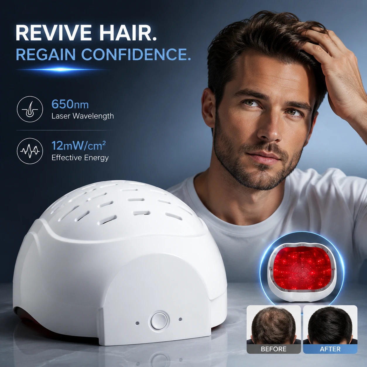 Laser Hair Growth Helmet Dual Wavelength Up to 64cm Head Circumference Anti-Slip Pad for Men Women Hair Loss Regrowth Treatment
Laser Hair Growth Helmet Dual Wavelength Up to 64cm Head Circumference Anti-Slip Pad for Men Women Hair Loss Regrowth Treatment