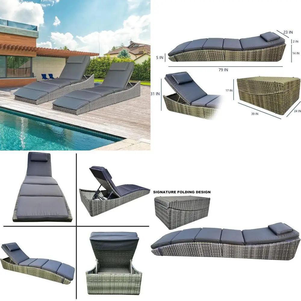 Уличные шезлонги из ротанга с регулируемой откидной спинкой, серыми мягкими сиденьями, комплект из 2 штук
Уличные шезлонги из ротанга с регулируемой откидной спинкой, серыми мягкими сиденьями, комплект из 2 штук