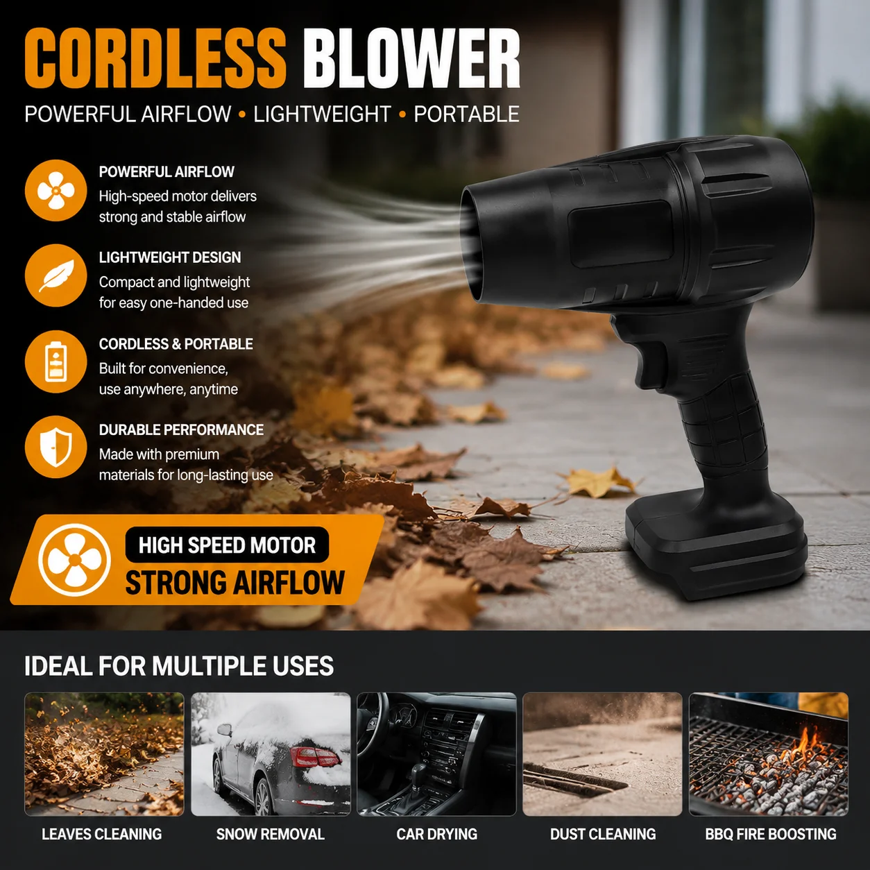 Cordless Electric Air Blower Turbo Fan Handheld Leaf Snow Sand Cleaner Powerful Portable Tool for Yard Garage Workshop Outdoor
Cordless Electric Air Blower Turbo Fan Handheld Leaf Snow Sand Cleaner Powerful Portable Tool for Yard Garage Workshop Outdoor