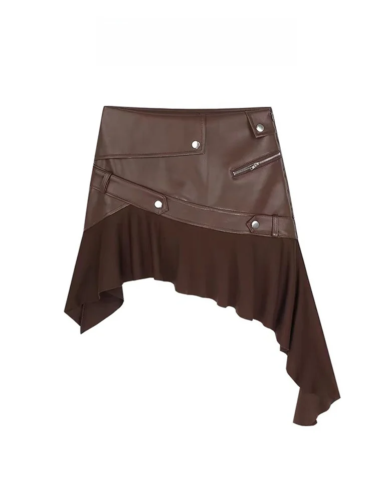 Spicy Girl Retro Coffee PU Leather Asymmetrical A-Line Skirt Women's Early Autumn New High Waist Design ort Skirt
Spicy Girl Retro Coffee PU Leather Asymmetrical A-Line Skirt Women's Early Autumn New High Waist Design ort Skirt