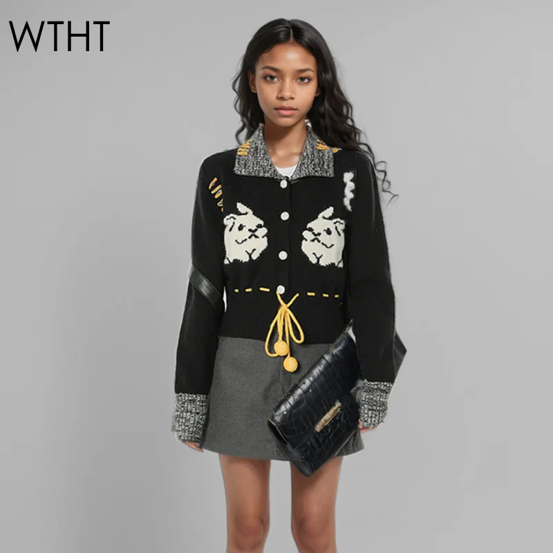 WTHT винтажный модный женский вязаный кардиган с животным принтом, осень 2023, модные женские топы с длинными рукавами и лацканами 1LS277
WTHT винтажный модный женский вязаный кардиган с животным принтом, осень 2023, модные женские топы с длинными рукавами и лацканами 1LS277