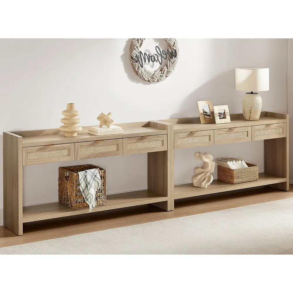 Large Bohemian Style Rattan Entry Table Set with 3 Drawers, 60 Sofa Table for Living Room, Hallway, or Entryway
Large Bohemian Style Rattan Entry Table Set with 3 Drawers, 60 Sofa Table for Living Room, Hallway, or Entryway