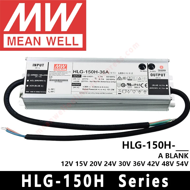 Mean Well HLG-150H-12A/15A/24A/24B/30A/36A/42B/48A/54A Драйвер для светодиодов постоянного тока/напряжения 150 Вт AC/DC
Mean Well HLG-150H-12A/15A/24A/24B/30A/36A/42B/48A/54A Драйвер для светодиодов постоянного тока/напряжения 150 Вт AC/DC