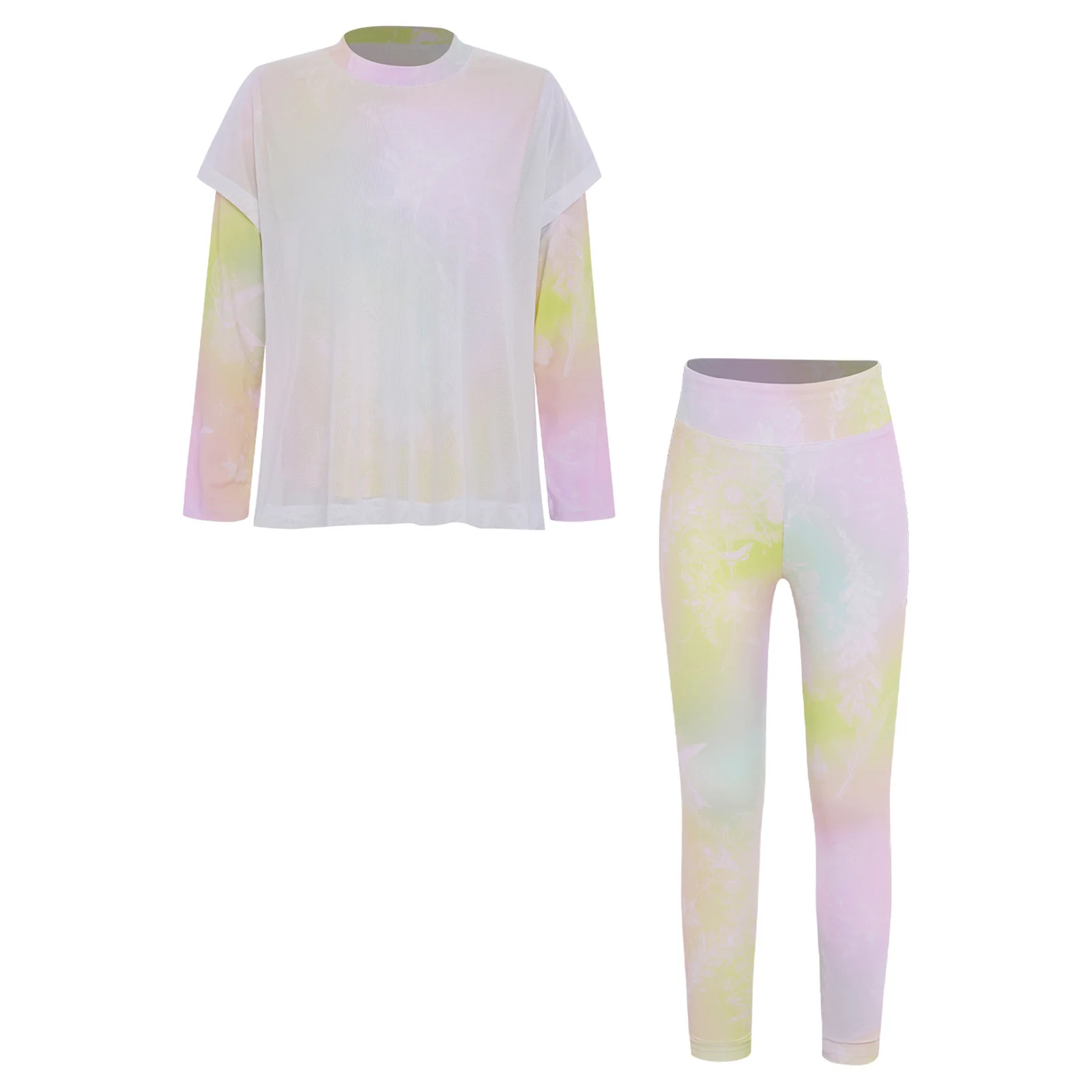 Kids Girls Sports Set Quick-Drying Tracksuit Sun-Protective Clothing Sheer Overlay Round Neck Long Sleeve T-shirt with Leggings
Kids Girls Sports Set Quick-Drying Tracksuit Sun-Protective Clothing Sheer Overlay Round Neck Long Sleeve T-shirt with Leggings