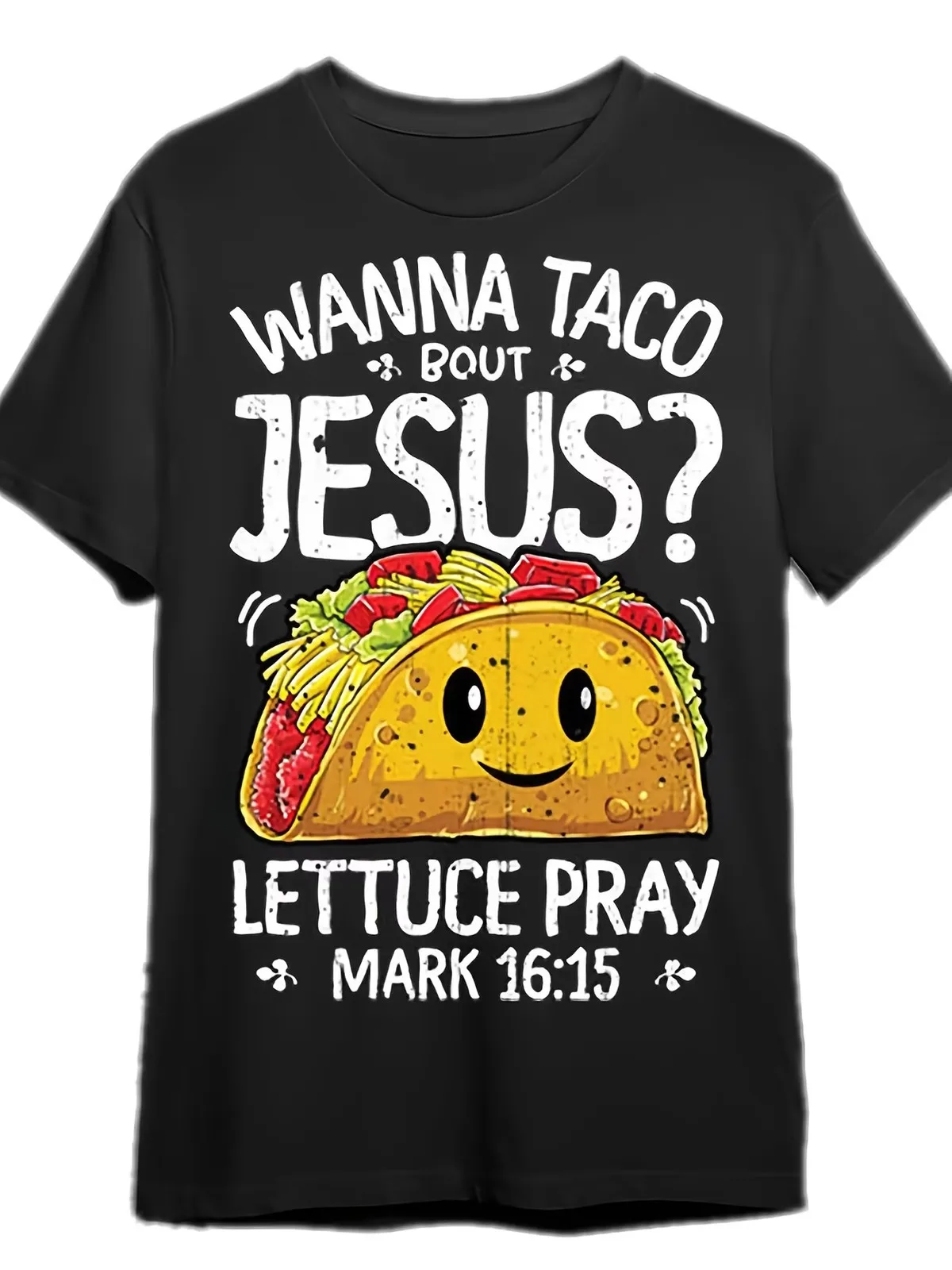 Taco Tuesday Faith Vibes Christian Humor Tee
Taco Tuesday Faith Vibes Christian Humor Tee