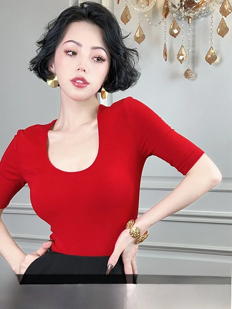 Serina Women's ort Sve T-irt Thin Luxury Summer New Arrival Regular Length round Neline Polyester Fiber Slim Fit
Serina Women's ort Sve T-irt Thin Luxury Summer New Arrival Regular Length round Neline Polyester Fiber Slim Fit