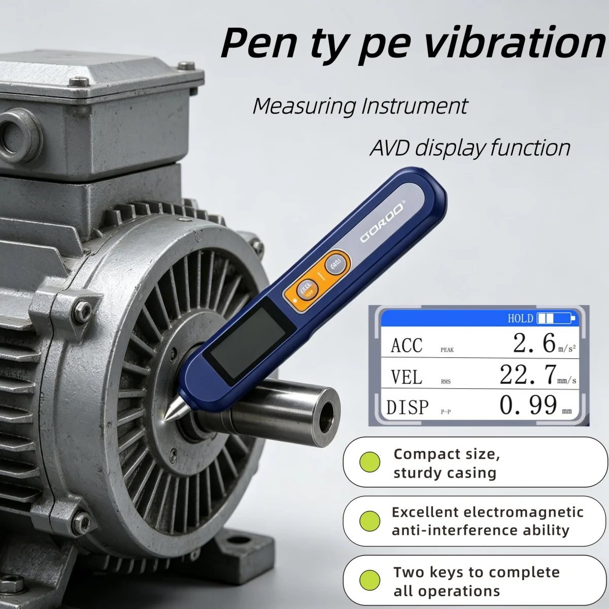 Pen-Type Vibration Meter GVB-2 For Mechanical Fault Inspection Industrial Testing 1.47" IPS Screen One-Click Measurement
Pen-Type Vibration Meter GVB-2 For Mechanical Fault Inspection Industrial Testing 1.47" IPS Screen One-Click Measurement