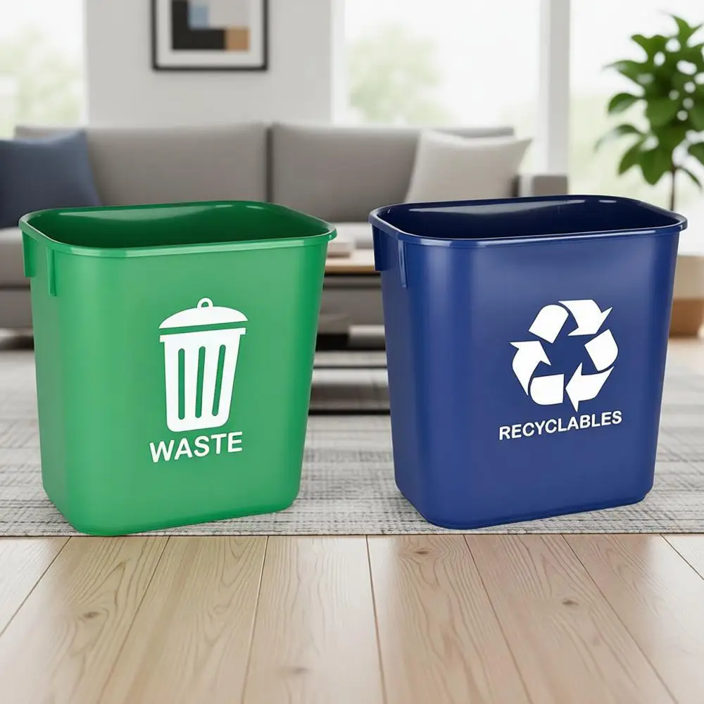 Зеленые и синие пластиковые контейнеры для мусора и переработки отходов, 3,25 галлона (комплект из 2 штук)
Зеленые и синие пластиковые контейнеры для мусора и переработки отходов, 3,25 галлона (комплект из 2 штук)