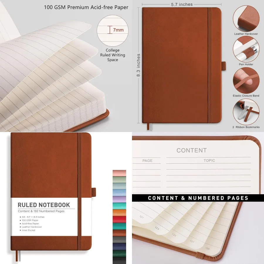 Блокнот-журнал на подкладке с 192 пронумерованными страницами формата А5, среднего размера, 5,7 x 8,3 дюйма, идеально подходит для ежедневного письма, работы и офиса
Блокнот-журнал на подкладке с 192 пронумерованными страницами формата А5, среднего размера, 5,7 x 8,3 дюйма, идеально подходит для ежедневного письма, работы и офиса